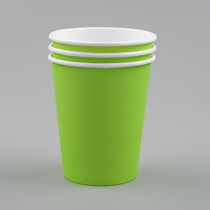 Стакан бумажный одноразовый «Зеленый» 250 мл, диаметр 80 мм