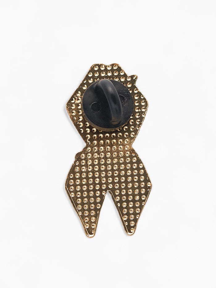 Значок «Георгиевская лента с флагом России», цветной в золоте