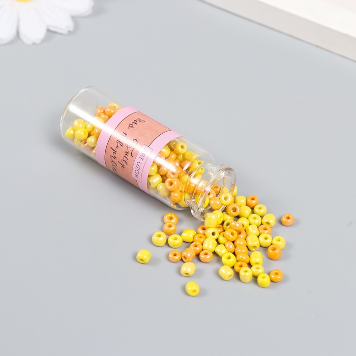 Бисер 6/0 в бутылочке «Горчица и васаби», 20 г, керамический блеск, 6×2×2 см