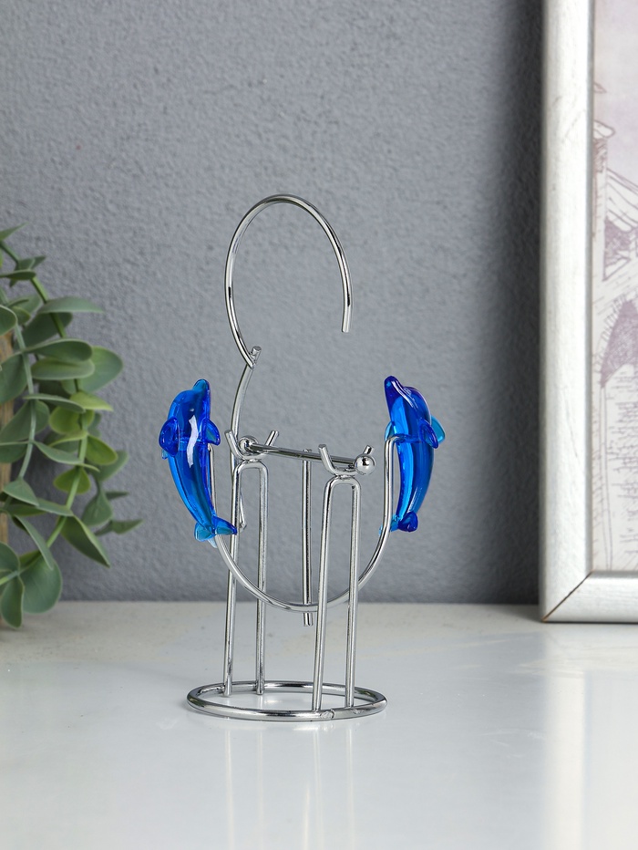 Маятник настольный антистресс «Дельфины: друг за другом с кольцом», 6.5×6.5×14 см