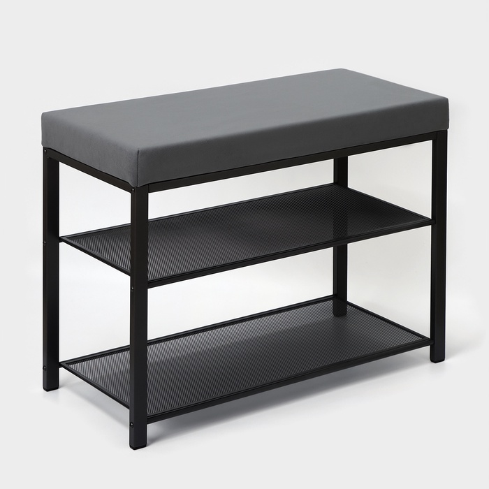 Банкетка «Торонто 23S», 67×30×49 см, каркас графит, сиденье серое