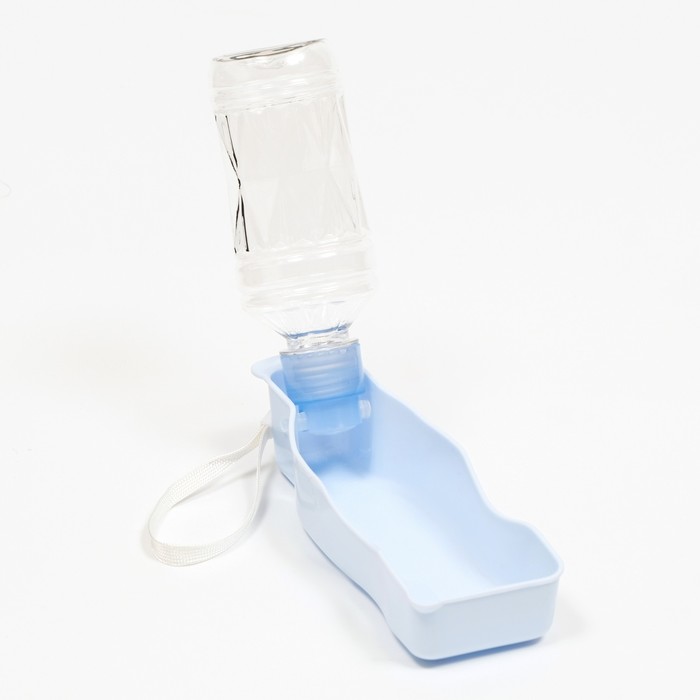 Автопоилка прогулочная, 250 мл, с фигурной бутылочкой, пластик, голубая