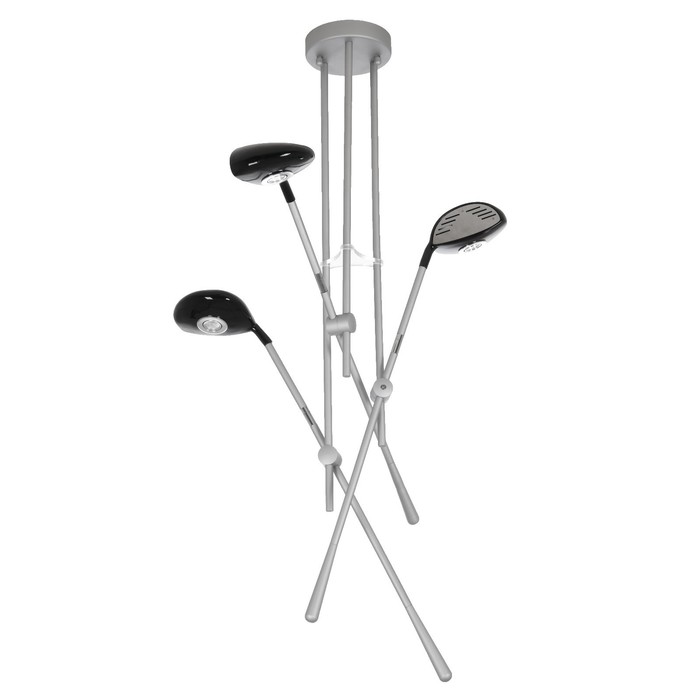 Люстра «3 клюшки» 65×75 см, 3×10 Вт, алюминий, пластик, свечение тёплое белое