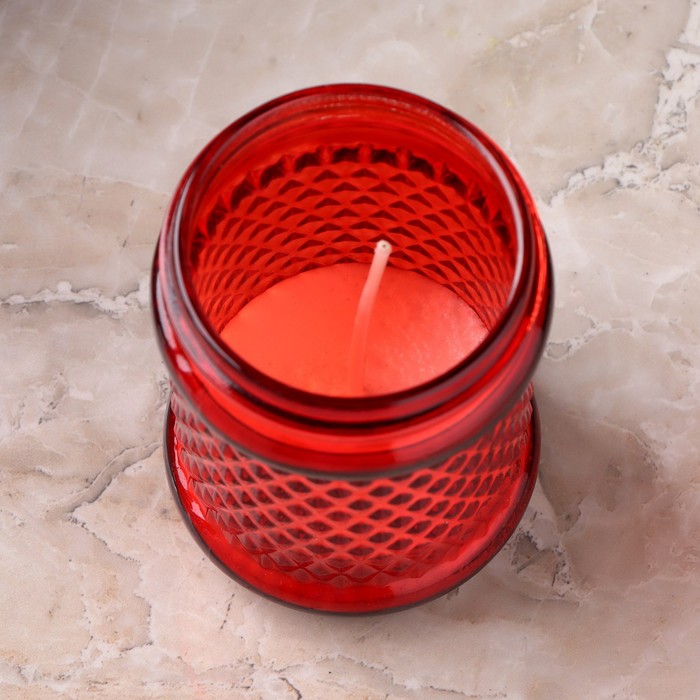 Поминальная свеча парафиновая в стеклянном подсвечнике «Лампада цилиндр», 11×7 см, красная