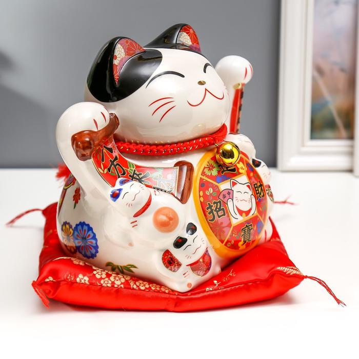 Маятник настольный антистресс «Кот Манэки-нэко со свитком», керамика, 19.5×20×14.5 см