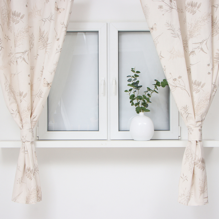 Комплект штор для кухни с подхватами Этель Flower herbarium, 149×180 см - 2 шт.