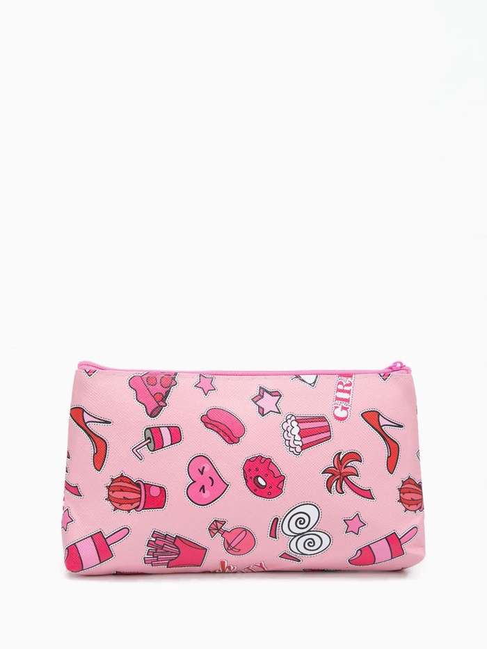 Косметичка - пенал GIRL, на молнии, плоская, маленькая, розовая