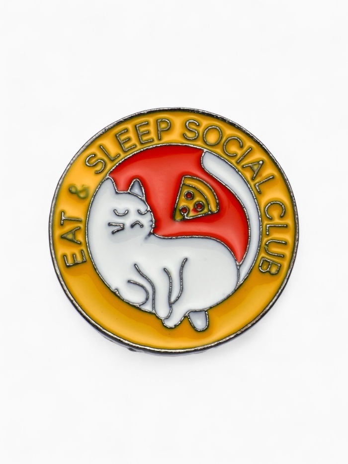 Значок «Котик» клуб интересов, цветной в сером металле