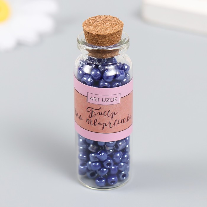 Бисер 6/0 в бутылочке «Тёмно-синий», 20 г, керамический блеск, 6×2×2 см