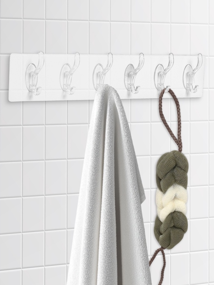 Крючки настенные самоклеящиеся, 6 крючков на общей гибкой прозрачной основе