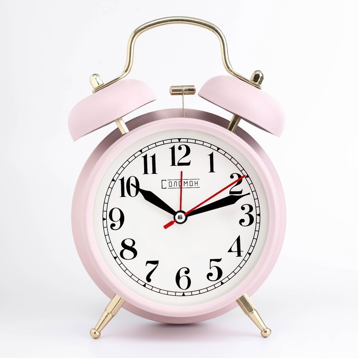 Будильник «Пеннант», дискретный ход, d=9 см, 17×11 см, от батарейки АА, розовый