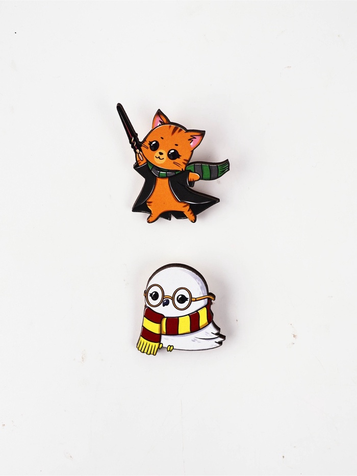 Значки деревянные, неразлучники «Наша дружба это магия», 2 шт., 8×12 см