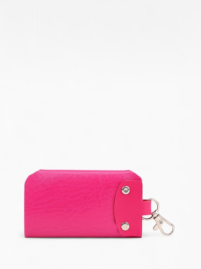 Ключница карманная на кнопках, 7 карабинов, размер 11×2×6.5 см, фуксия