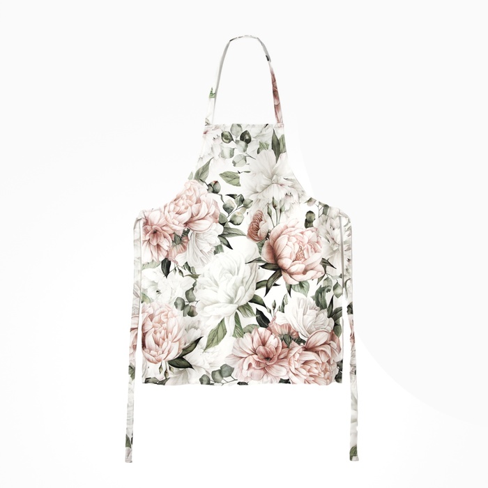 Кухонный набор «Этель. Пионы»: полотенце 40×73 см, прихватка 19×19 см, фартук 60×65±5 см