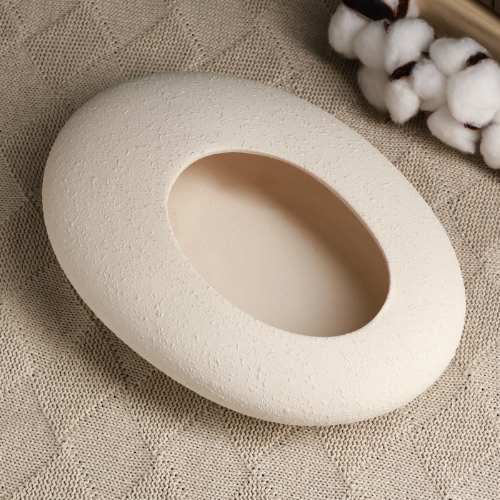 Декоративное кашпо - бонсайница «Галька», 23×18×7 см, керамическое, белое, Greengo