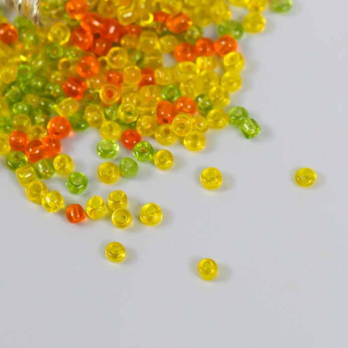 Бисер 8/0 в бутылочке «Полупрозрачный с цветной серединой. Осень», светится под УФ 20 г, 6×2×2 см