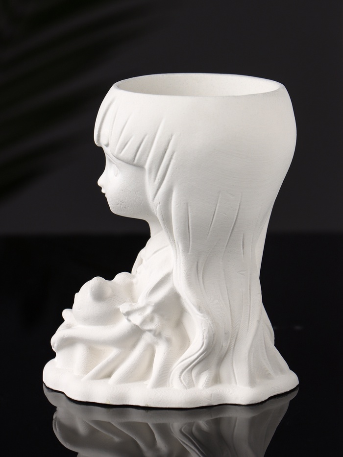 Подставка для мелочей «Девочка с мишкой», гипс, 11×8×6 см