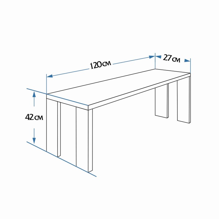 Лавка деревянная, 120×27×42 см, сосна, «Добропаровъ»