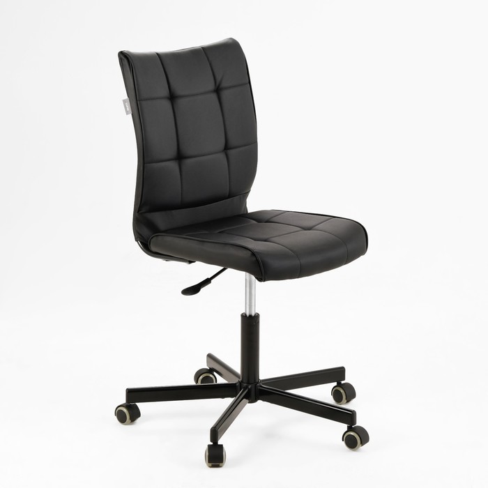 Кресло офисное «Бюрократ» Leather Black CH-330M, без подлокотников, на колёсиках, экокожа, цвет чёрный