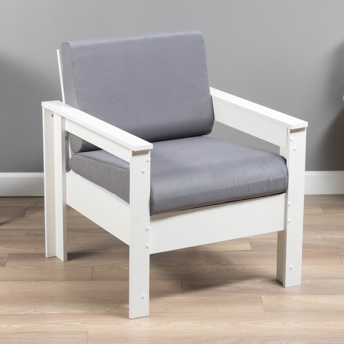 Кресло «Айдаха», велюр, цвет графит/белый ЛДСП