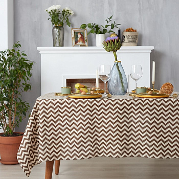 Набор кухонный «Доляна»: скатерть 145×200 см, салфетки 40×40 см-4 шт., рогожка 200 г/м², коричневый