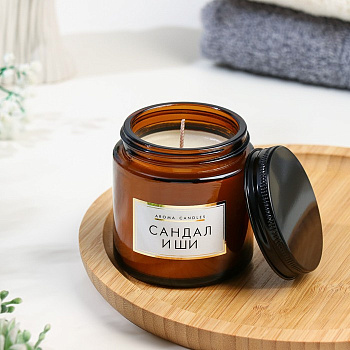 Ароматическая cвеча в банке «Сандал и ши», 6.2×6.2×6.5 см, 9 ч