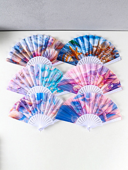 Веер складной «Морские ракушки», 23 см, МИКС