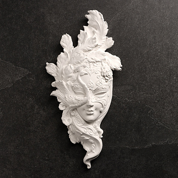 Венецианская маска «Красотка», панно под роспись, гипс, 34 см
