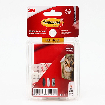 Легкоудаляемые самоклеящиеся полоски Command для плакатов, белые, 24 шт.