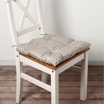 Подушка на стул «Этель. Клетка», 40×40 см, коричневая