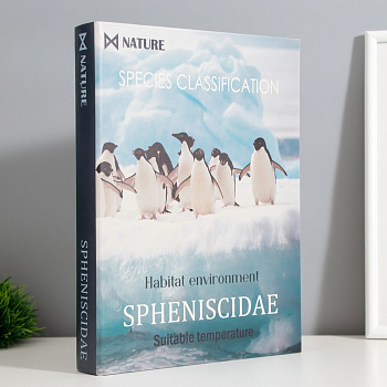 Шкатулка - книга «Пингвины», дерево, искусственная кожа, 28.5×22×4 см