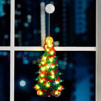 Светодиодная фигура на присоске «Ёлка» 24×45 см, пластик, батарейки АААх3 (не в комплекте), свечение тёплое белое