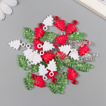 Декор для творчества «Листья. Розовый, зелёный, белый и прозрачный», набор 20 г, 2.2×1.4×0.4 см