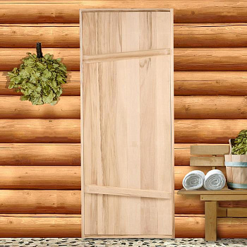 Дверной блок для бани и сауны, 170×70 см, деревянный, на клиньях, массив, «Добропаровъ»