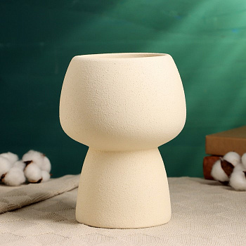 Декоративное кашпо - ваза для цветов «Мина», 14×14×20 см, керамическое, белое