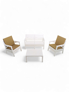 Набор садовой мебели «Евпатория»: 2 кресла, стол, двухместный диван, белый