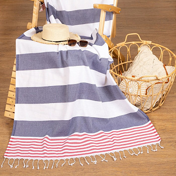 Полотенце - пештемаль пляжное «Фортуна», 100×180 см, 100% хлопок, 150 г/м², синее