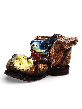 Декоративное кашпо для цветов «Башмак с гнездом», 1.5 л, 27×15×13 см, полистоун