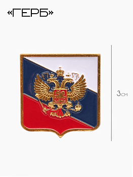 Значок «Герб», 3 см, цветной в золоте