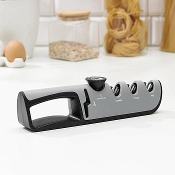 Точилка Hi-tech, 4 в 1, с регулятором угла заточки, серая