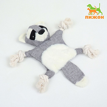 Игрушка текстильная «Енот», 26×28 см, с канатом, с пищалкой, шуршащая