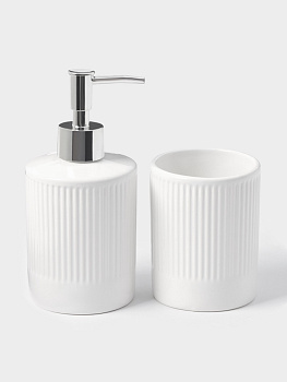 Аксессуары для ванной «Лина», 2 предмета: дозатор для мыла, стакан, белые