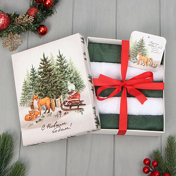 Полотенца махровые «Этель. Лесные жители» 30×30 см - 5 шт., 100% хлопок, 340 г/м²