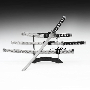 Макет оружия «Сувенирные катаны на подставке 3в1. Серая змея», подарочный набор, ножны кожзам, 47 см; 70 см; 89 см