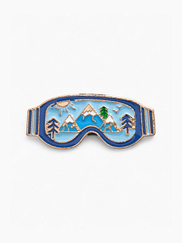 Значок «Очки сноубордиста» виды, цветной в золоте
