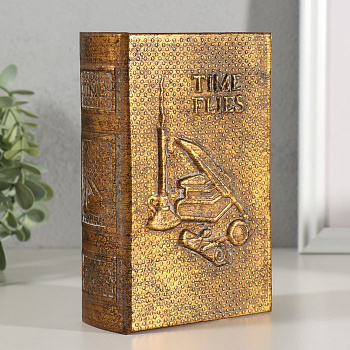 Шкатулка - книга «Время летит незаметно», дерево, искусственная кожа, тиснение, 16.5×11.2×5 см