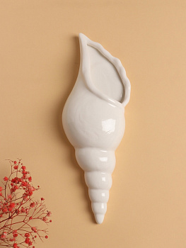 Декор настенный-ваза, панно TAKE IT EASY «Ракушка», 28×10.3 см, белый