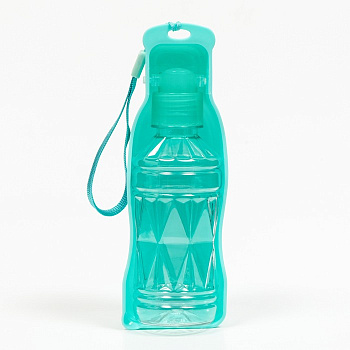 Автопоилка прогулочная с фигурной бутылочкой, 250 мл, пластик, бирюзовая