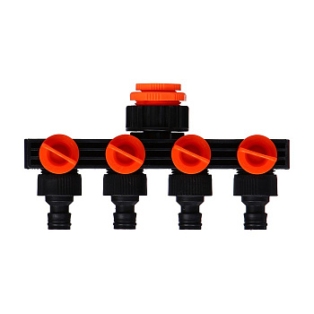 Распределитель 4-канальный, внутренняя резьба 1", быстросъёмное соединение, пластик, Greengo