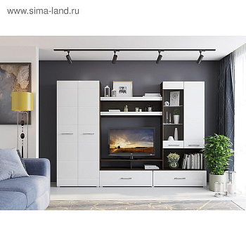 Гостиная «Ненси 1», 2800×2000×466 мм, цвет венге/белый